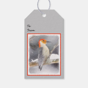 Red-Belllied Woodpecker Painting Original Bird Art Presentetikett