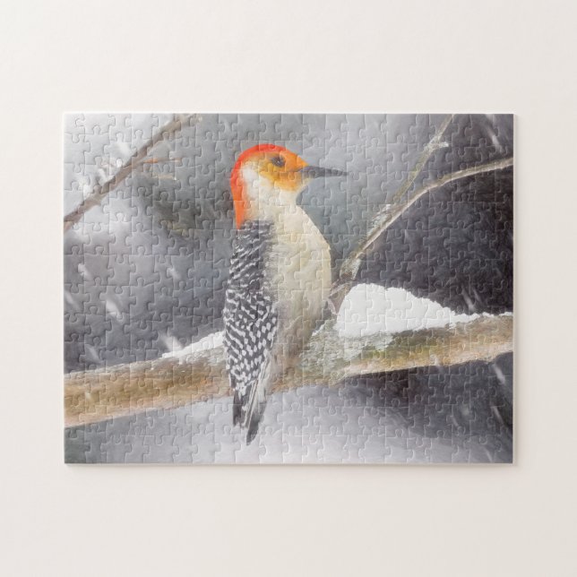Red-Belllied Woodpecker Painting Original Bird Art Pussel (Horisontell)