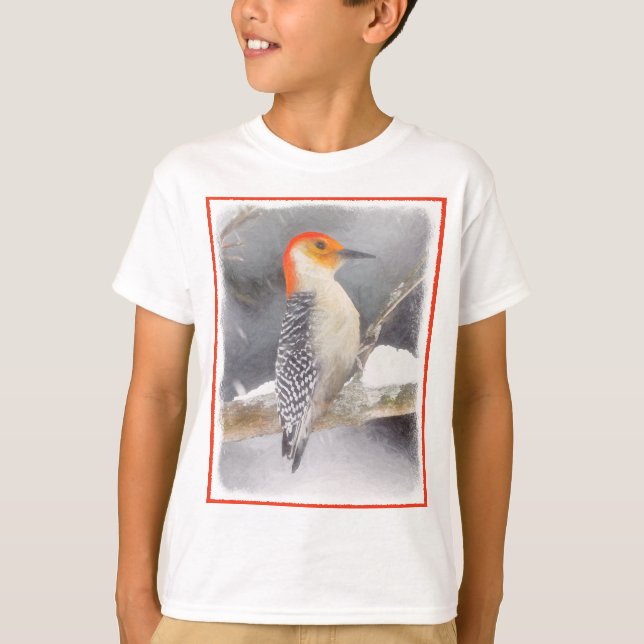 Red-Belllied Woodpecker Painting Original Bird Art T Shirt (Framsida)