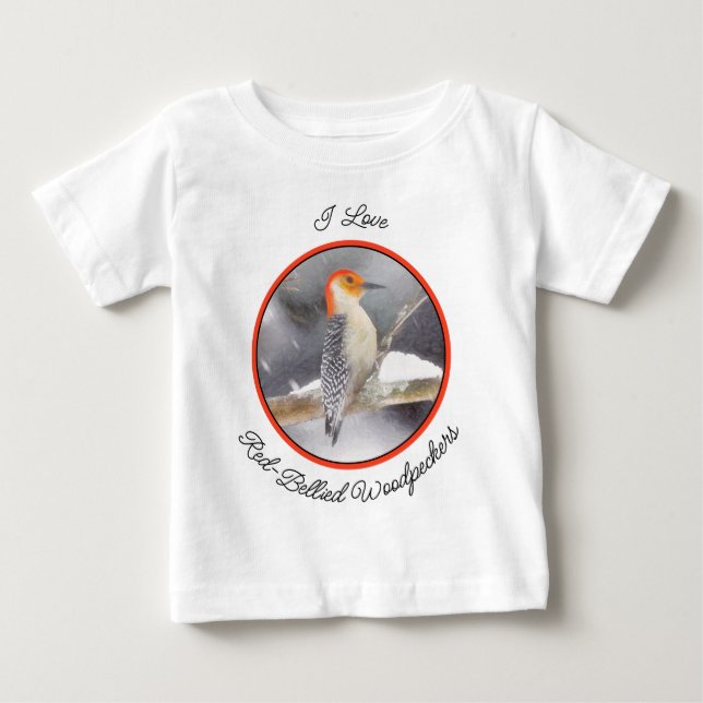 Red-Belllied Woodpecker Painting Original Bird Art T Shirt (Framsida)