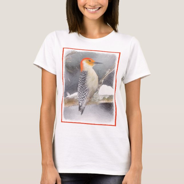 Red-Belllied Woodpecker Painting Original Bird Art T Shirt (Framsida)