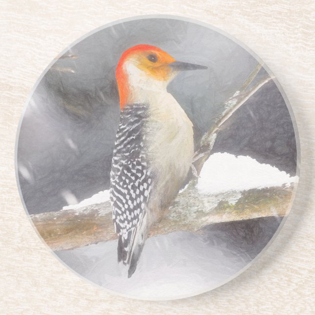 Red-Belllied Woodpecker Painting Original Bird Art Underlägg (Framsidan)