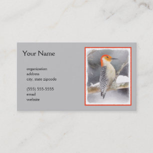Red-Belllied Woodpecker Painting Original Bird Art Visitkort