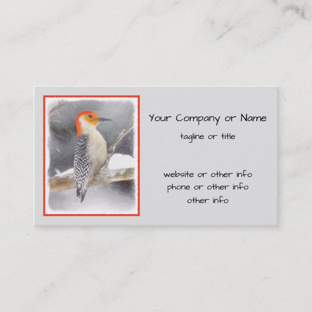 Red-Belllied Woodpecker Painting Original Bird Art Visitkort (Framsida)