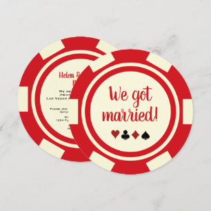 Red Benvit Poker Chip Giftermål-meddelande Inbjudningar