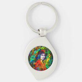 Red Beret Swirl Silverfärgad Nyckelring