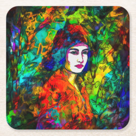 Red Beret Underlägg Papper Kvadrat