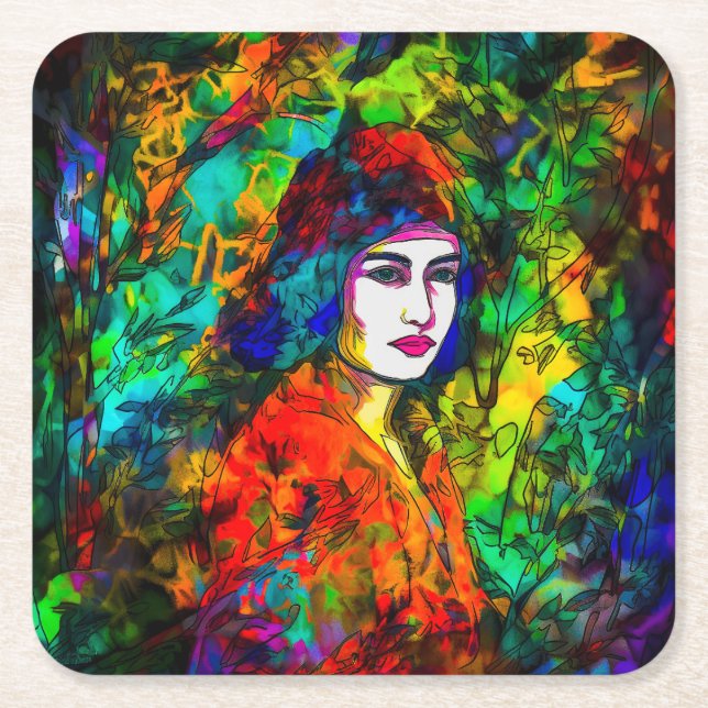 Red Beret Underlägg Papper Kvadrat (Framsidan)