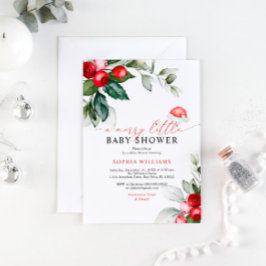 Red Berries A Merry Little Baby Shower-inbjudan Inbjudningar