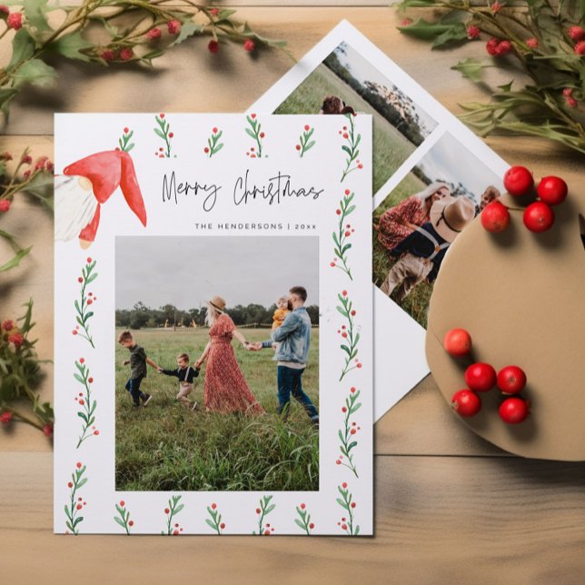 Red Berries Boho God jul-familjekort Inbjudningar (Skapare uppladdad)