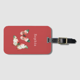 Red Berries Butterflies Bagagebricka