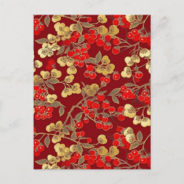 Red Berries Chiyogami Vykort