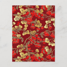 Red Berries Chiyogami Vykort