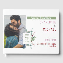 Red Berries & Eucalyptus Bröllop Guest Bok