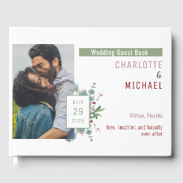 Red Berries & Eucalyptus Bröllop Guest Bok