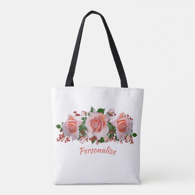 Red Berries Flower Bouquet Snyggt Personalize Tygkasse (Baksida)
