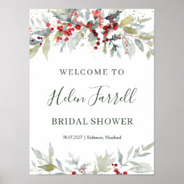 Red Berries Foliage Möhippa-tecken Poster