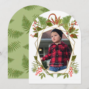 Red Berries Geometric Guld fotoport Inbjudningar