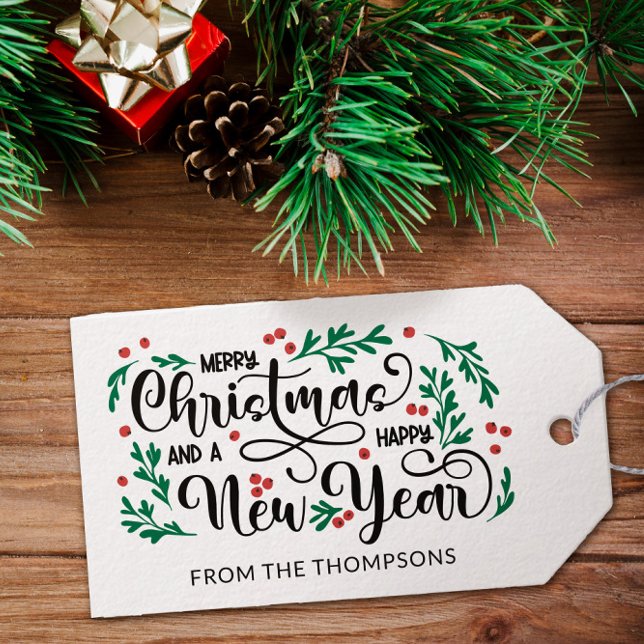 Red Berries God jul Gott nytt år från Presentetikett (Skapare uppladdad)