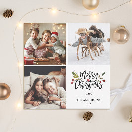 Red Berries God jul Square Photo Julkort