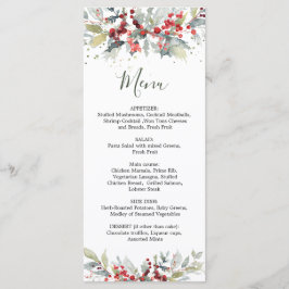 Red Berries Greenery Foliage Bröllop Menu Meny