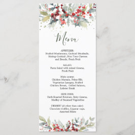 Red Berries Greenery Foliage Bröllop Menu Meny