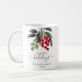 Red Berries Greenery Glad helg Anpassningsbar Mugg
