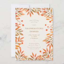 Red Berries & Guld Löv Thanksgiving Middag Inbjudningar