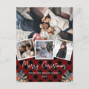 Red Berries Helgdag Buffalo red plaid Photo Helg Vykort