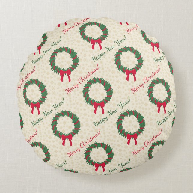 Red Berries Holly God jul Rund Kudde (Framsidan)