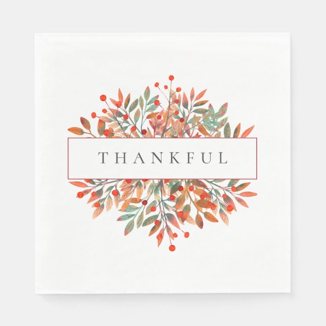 Red Berries & Höst löv Anpassade Botanical Pappersservett (Framsidan)