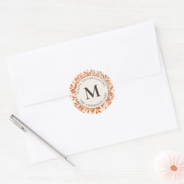 Red Berries & Höst löv Monogram Ivory Runt Klistermärke