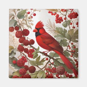 Red Berries i norra kardinal Bird Magnet