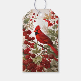 Red Berries i norra kardinal Bird Presentetikett