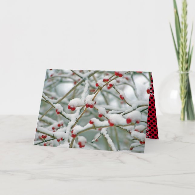 Red Berries i Snö-julen Kort (Framsida)