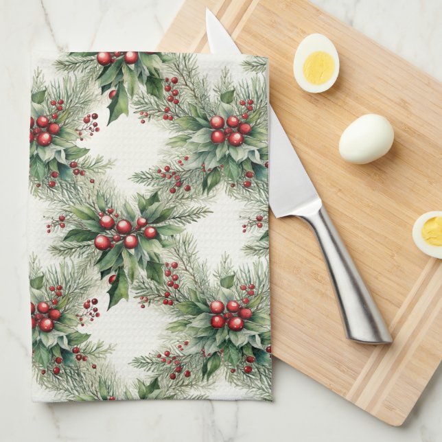 Red Berries jul Kitchen Towel Kökshandduk (Vikt i Fjärdedel)