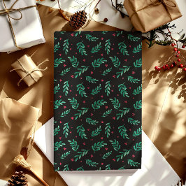 Red Berries jul Mönster Black Presentpapper