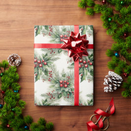 Red Berries Jul Wrapping Papper Presentpapper
