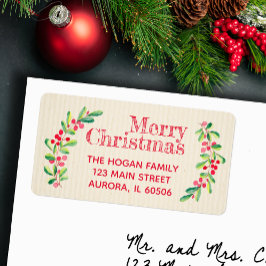 Red Berries Lämnar Elfenbenskustens julåterkomst H Adressetikett