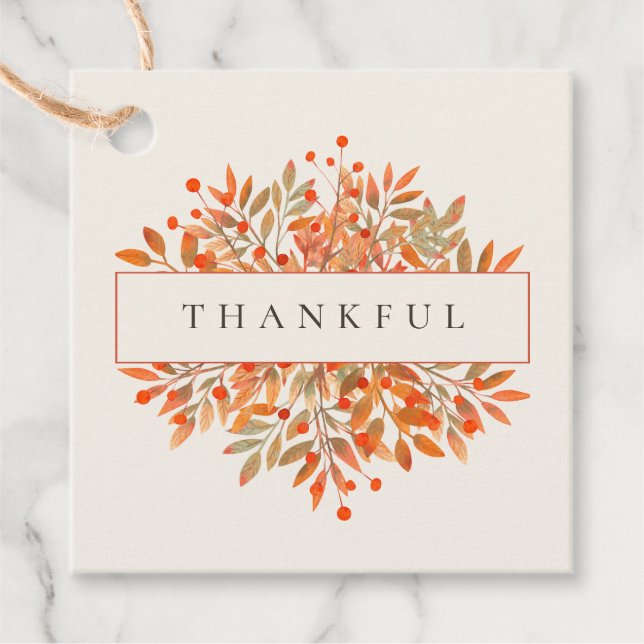 Red Berries & Löv Anpassade Ivory Botanical Gåvor Etiketter (Framsida)