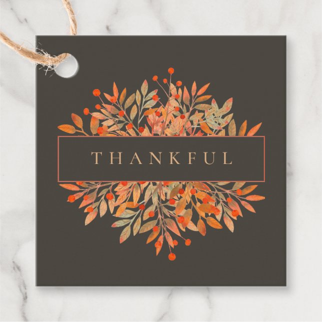 Red Berries & Lövs Anpassade Brown Botanical Gåvor Etiketter (Framsida)