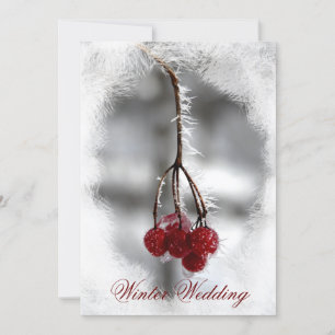 Red Berries med Frost Winter Wedding bjudande Inbjudningar