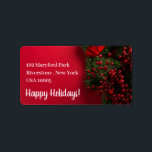 Red Berries & Mistletoe, jul Adressetikett<br><div class="desc">Dessa röda bär och mistletoe,  julmärken är perfekt för alla som är värd för ett helgdag-evenemang. Den nya utformningen kan vara lätt personlig och kommer att vara perfektens tillbehör till alla festteman party,  inklusive förlovningar,  födelsedagar,  babyduschar,  t.ex.</div>