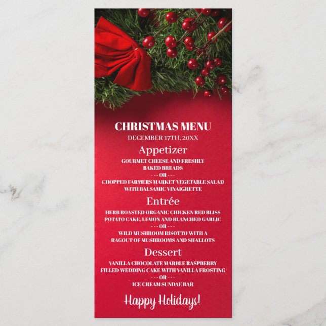 Red Berries & Mistletoe, julmeny Meny (Framsida)