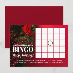Red Berries & Mistletoe, Party Bingo, jul Inbjudningar