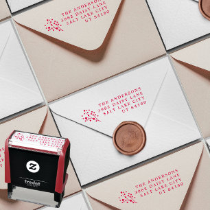 Red Berries Modern Roligt Jul Returadress Självfärgande Stämpel