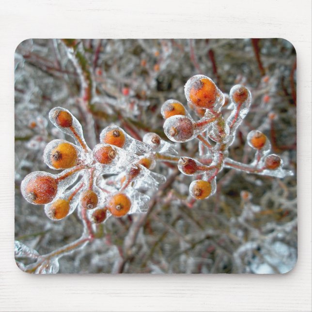Red Berries Mousepad, täckt av isar Musmatta (Framsidan)