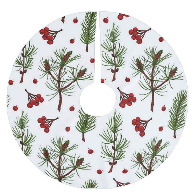 Red Berries och Gräs Julgransmatta Borstad Polyester (Framsidan)