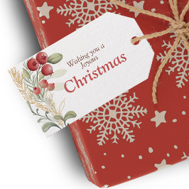 Red Berries och Greenery Elegant jul Presentetikett