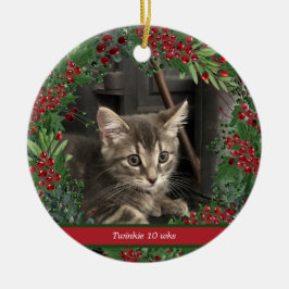 Red Berries och Gröntar 2 Photo Pet Julgransprydnad Keramik